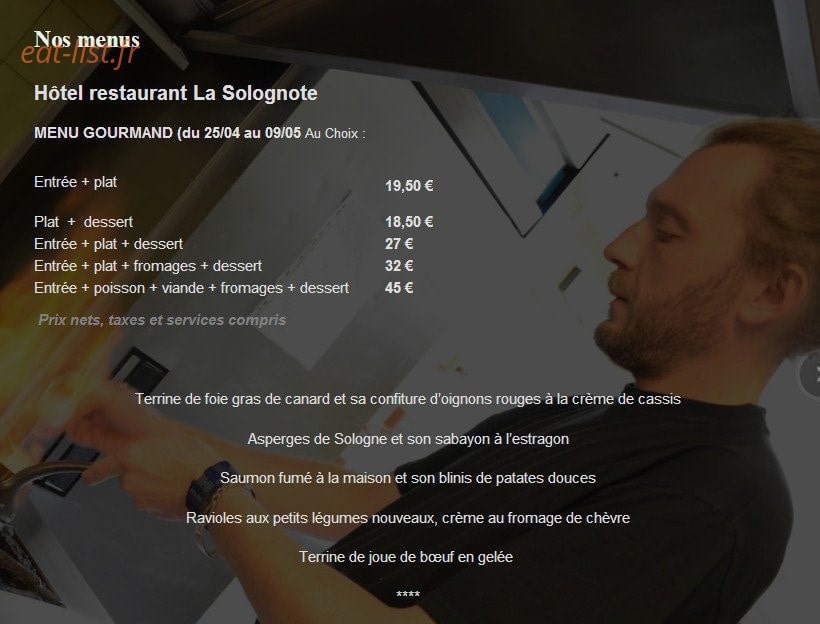 Bar Solognot — carte page 1