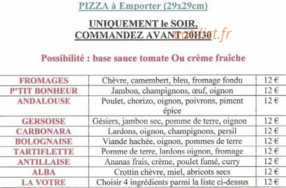 Au P'tit Bonheur — carte page 1