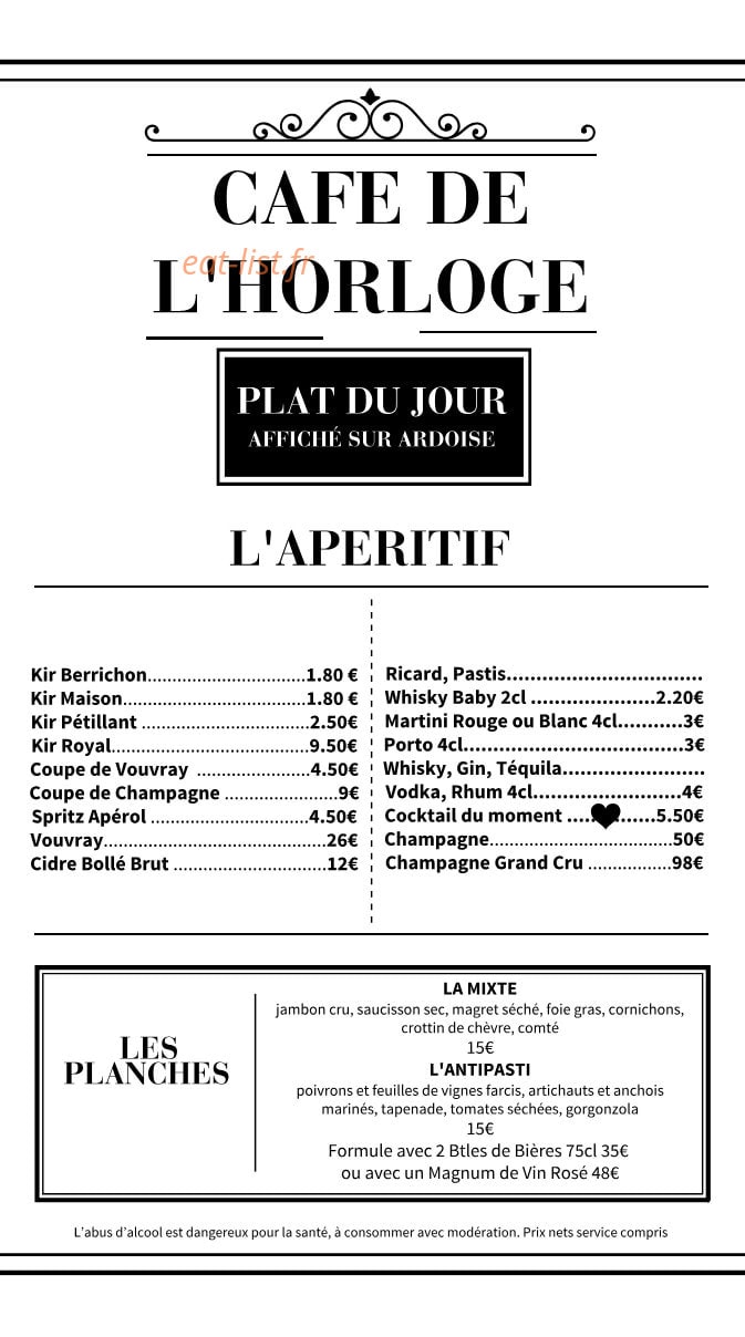 Café de L'Horloge — carte page 2