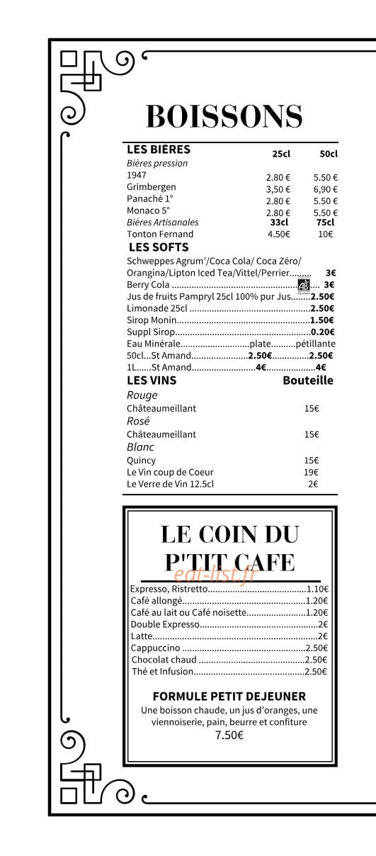 Café de L'Horloge — carte page 4