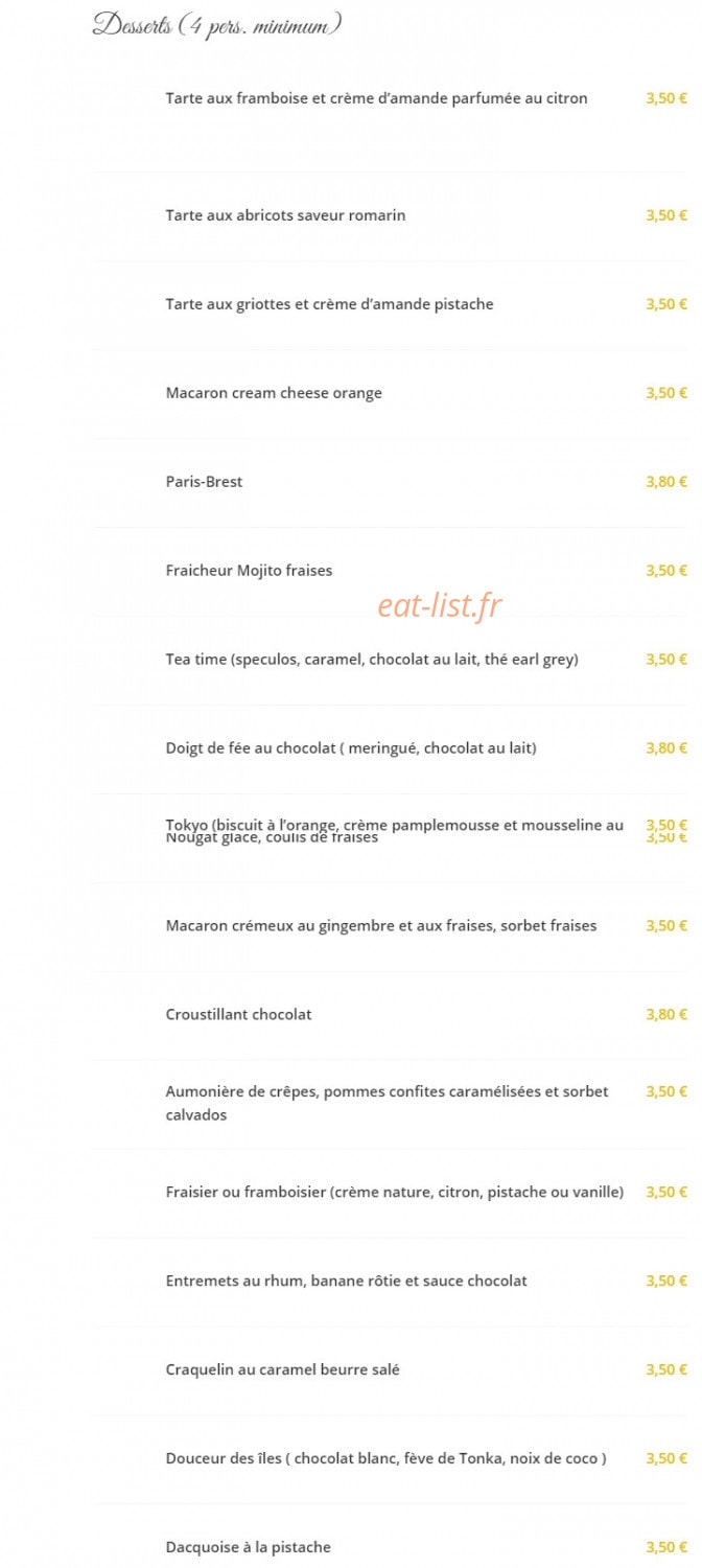 Carte et menu de Mehun Gastronomie à Mehun sur Yevre — Desserts