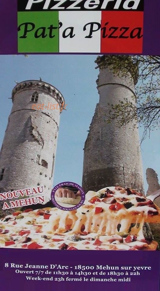 Pat a Pizza — carte page 1