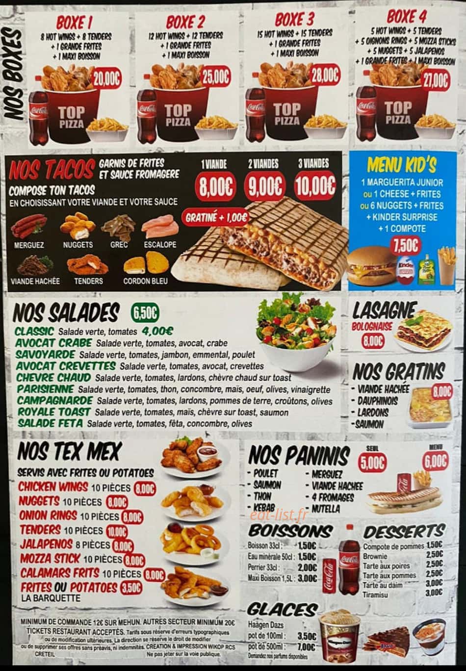 Top pizza 18 — carte page 1