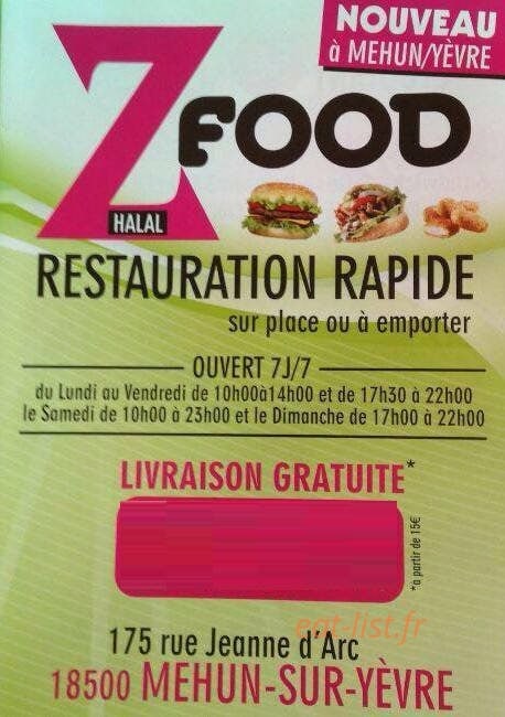 Z Food — carte page 1