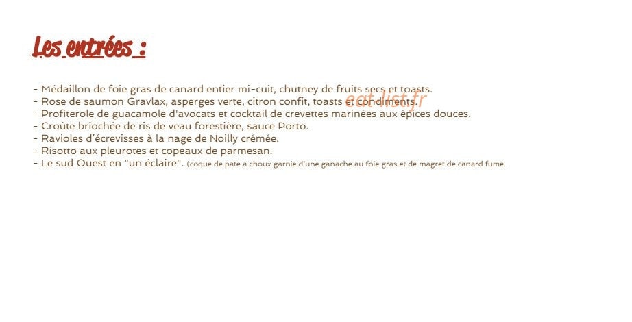 A la Table — carte page 3