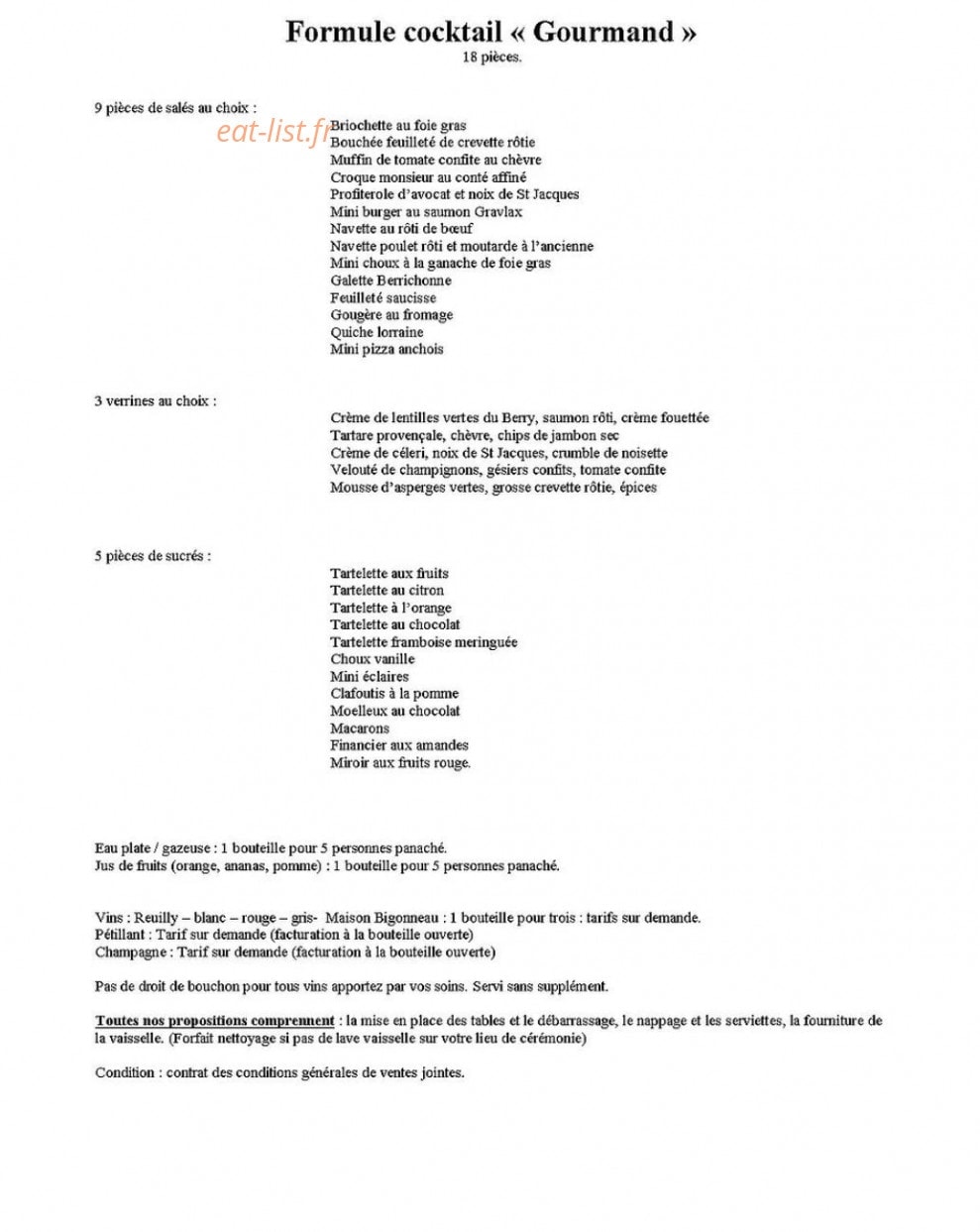 A la Table — carte page 1