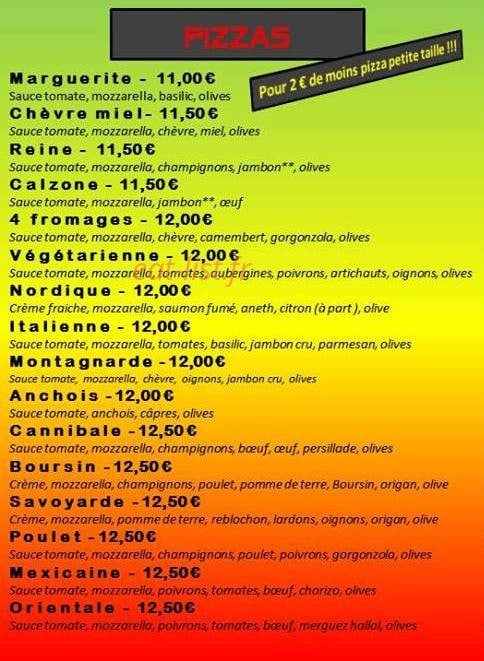 Les Pizz' de Rom — carte page 2