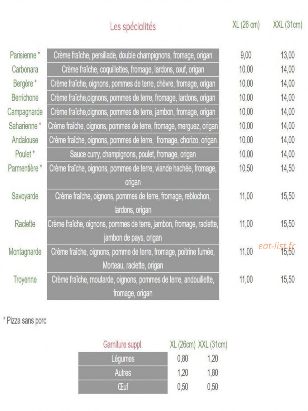 Chris pizza — carte page 2