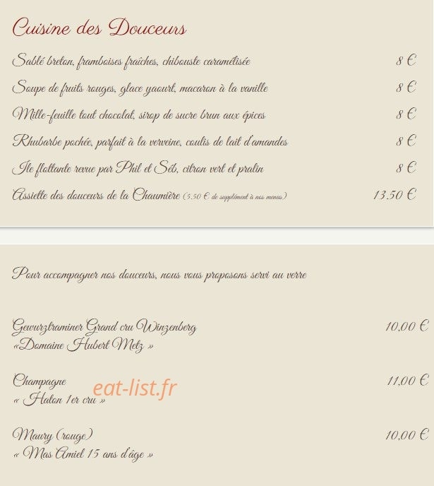La chaumière — carte page 8
