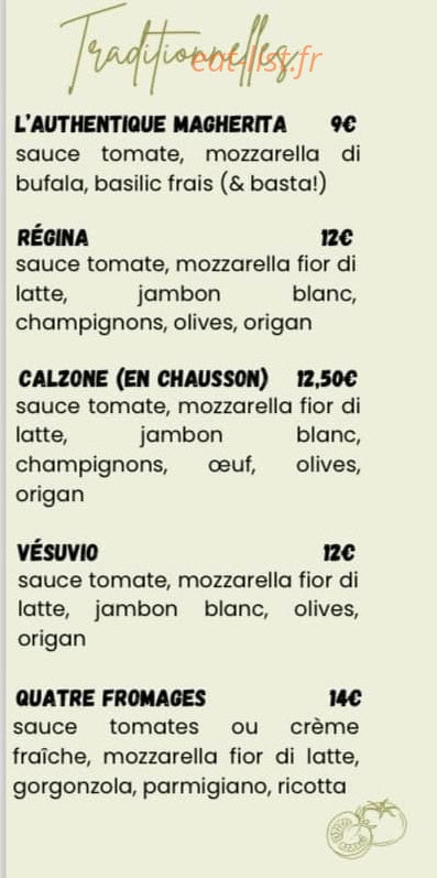 Pizzeria de la place — carte page 1