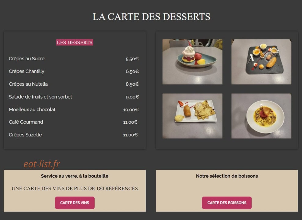La Taverne du Sommelier — carte page 4