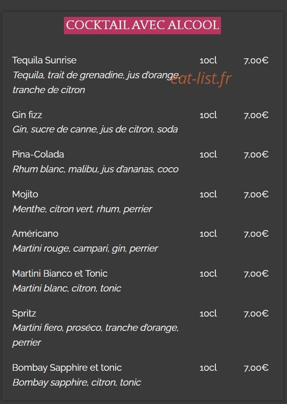 La Taverne du Sommelier — carte page 9