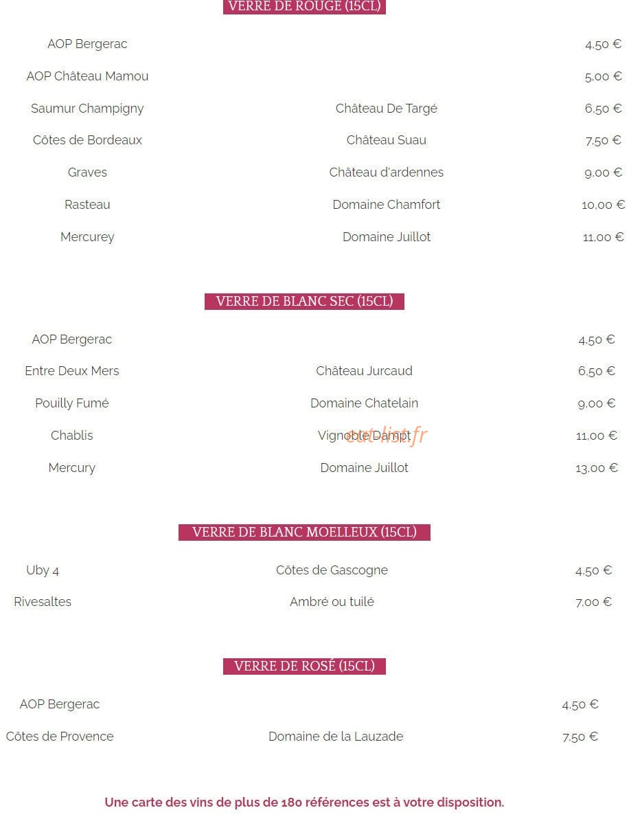 La Taverne du Sommelier — carte page 5