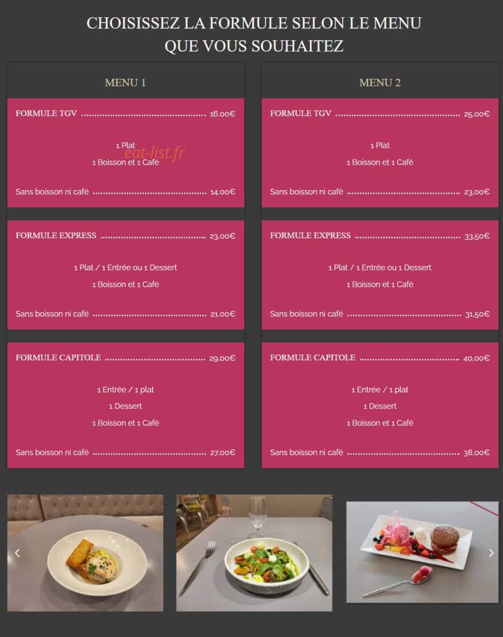 La Taverne du Sommelier — carte page 2