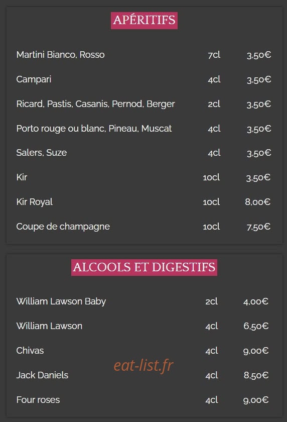 La Taverne du Sommelier — carte page 6