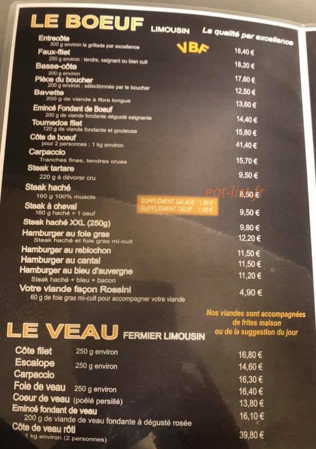 Le Grill de la Bouchère — carte page 2
