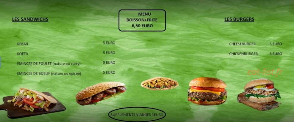 Antep snack — carte page 1