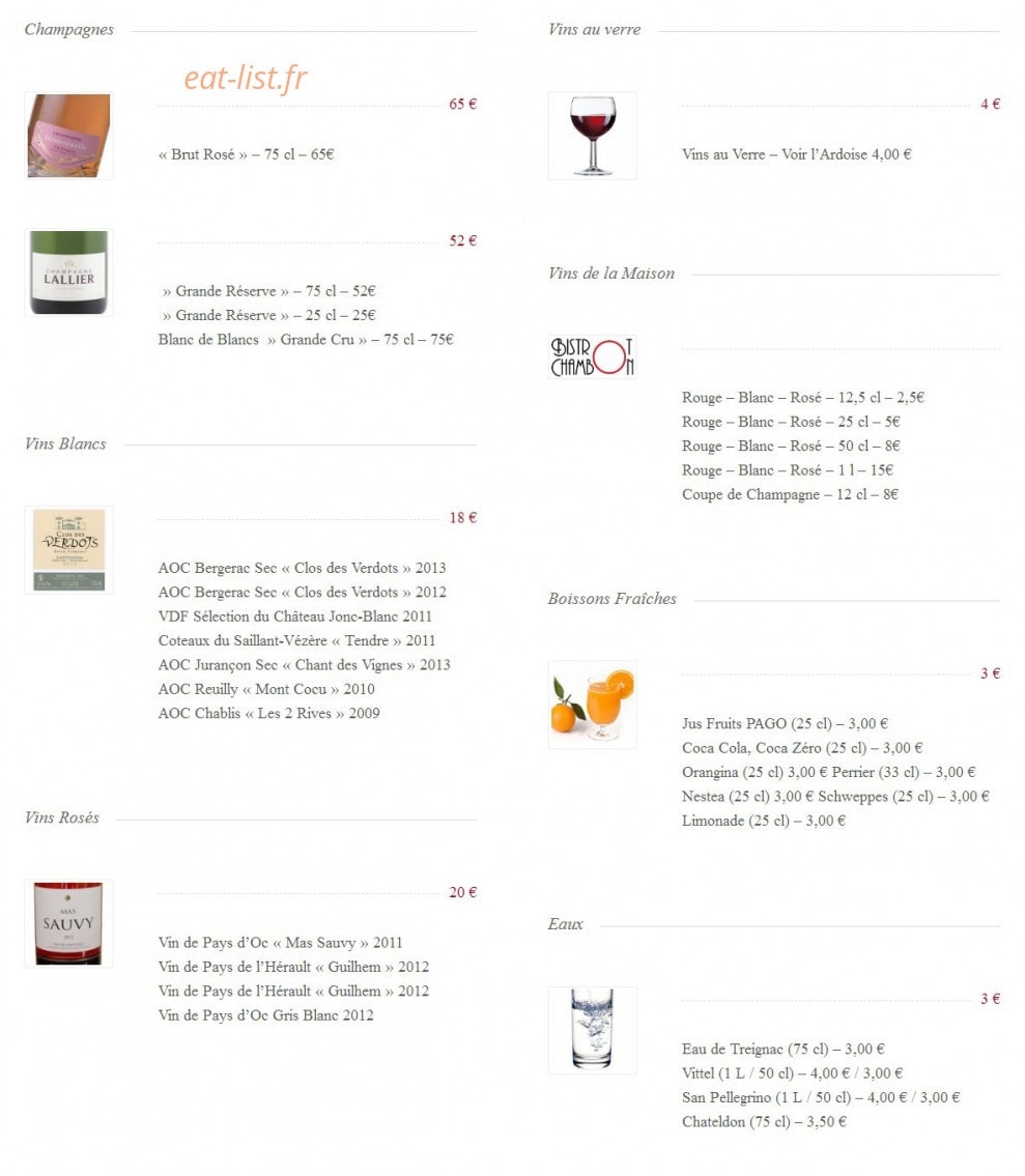 Bistrot Chambon — carte page 3