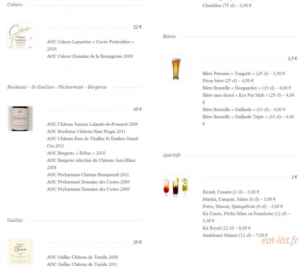 Bistrot Chambon — carte page 4