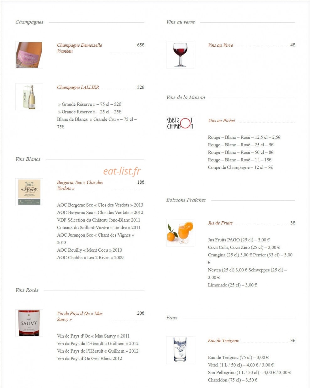 Bistrot Chambon — carte page 3