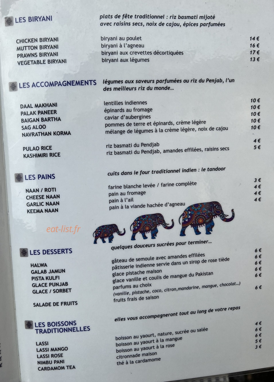 Chez Manija — carte page 1