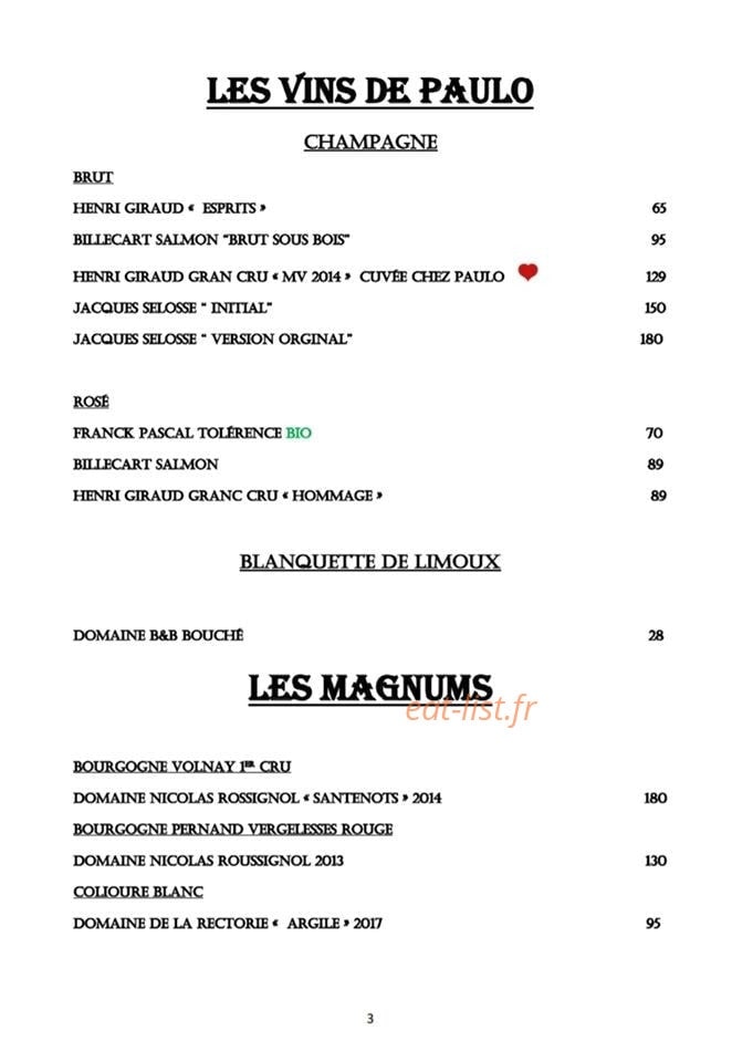 Chez Paulo — carte page 3