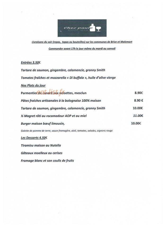 Chez Paulo — carte page 17