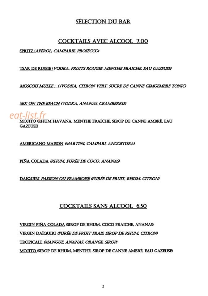 Chez Paulo — carte page 2