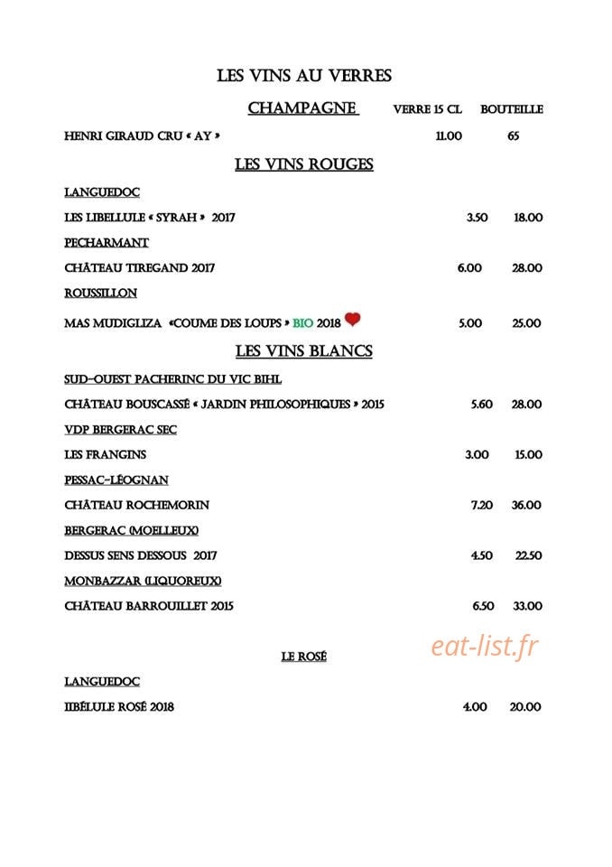 Chez Paulo — carte page 1