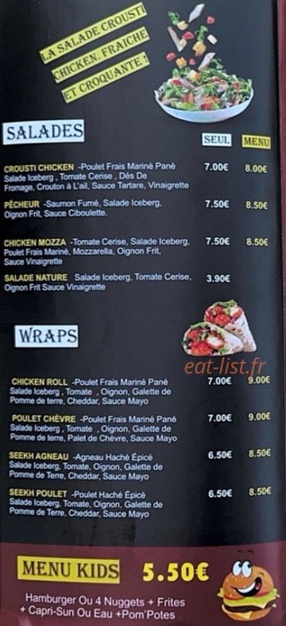 Chicken Hutt's — carte page 1
