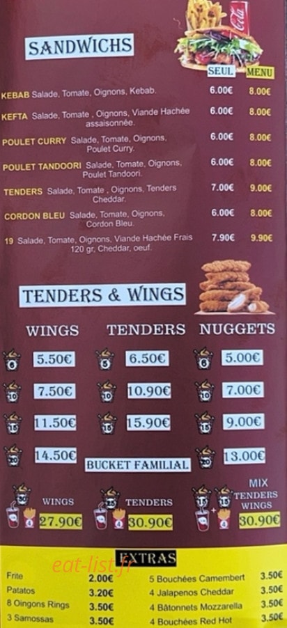 Chicken Hutt's — carte page 2