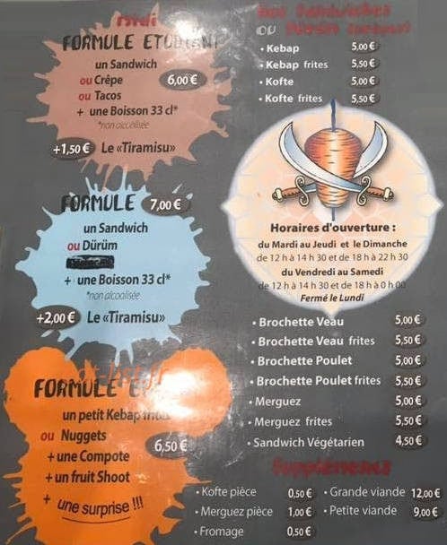 Delice d’orient — carte page 1