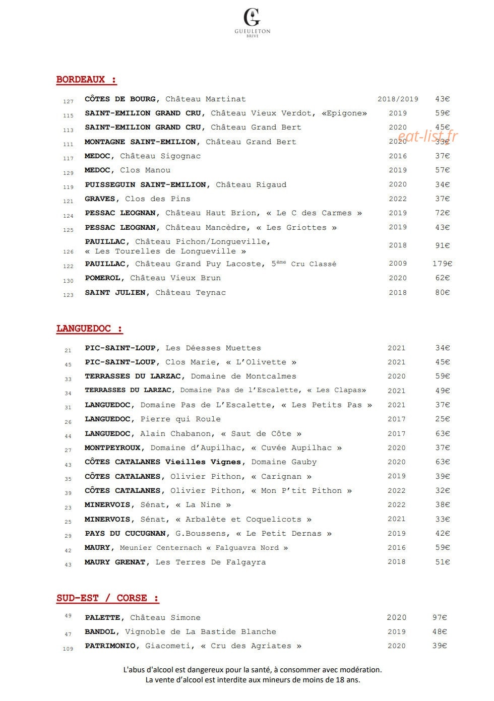 Gueuleton — carte page 3