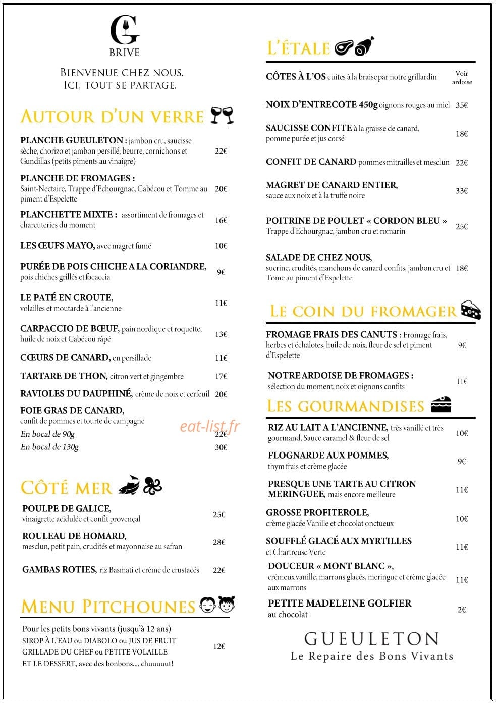 Gueuleton — carte page 1