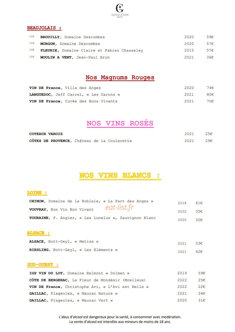 Gueuleton — carte page 5