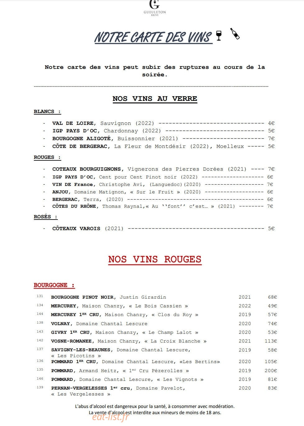 Gueuleton — carte page 2