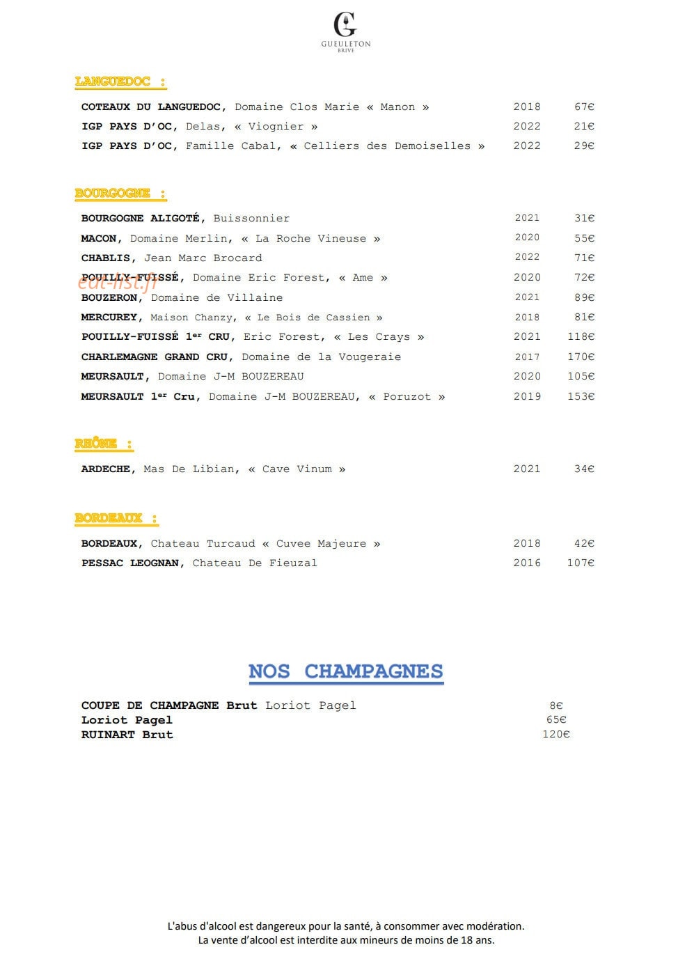 Gueuleton — carte page 6