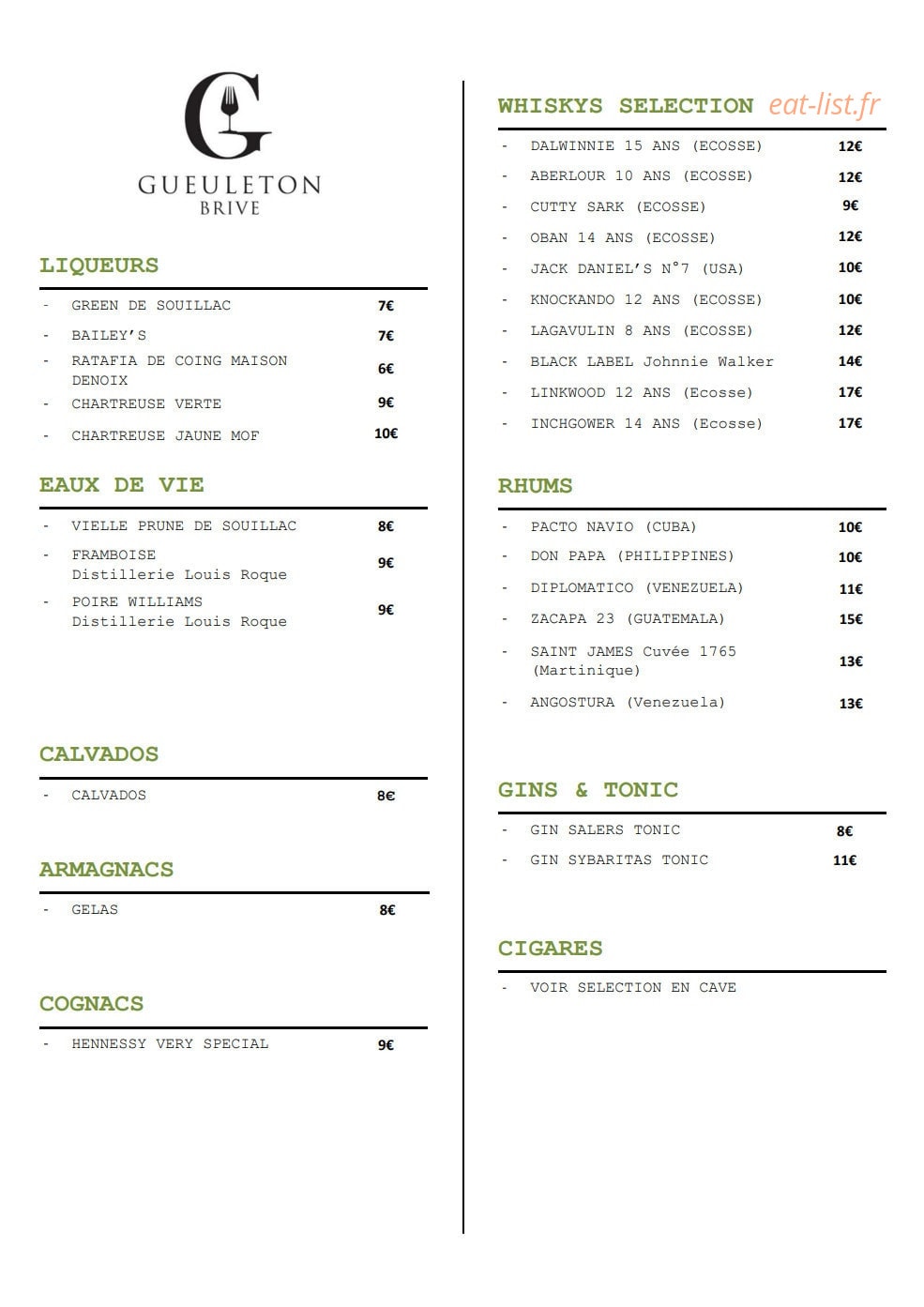 Gueuleton — carte page 8