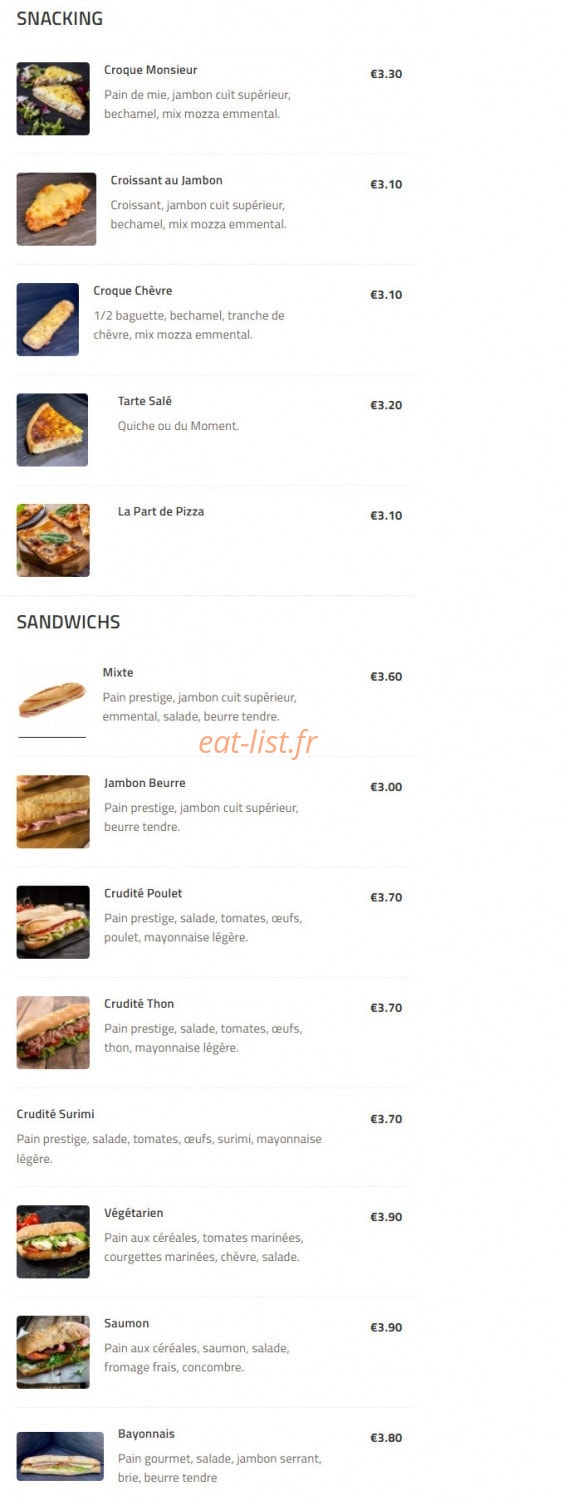 L’Instant Lunch Café — carte page 2