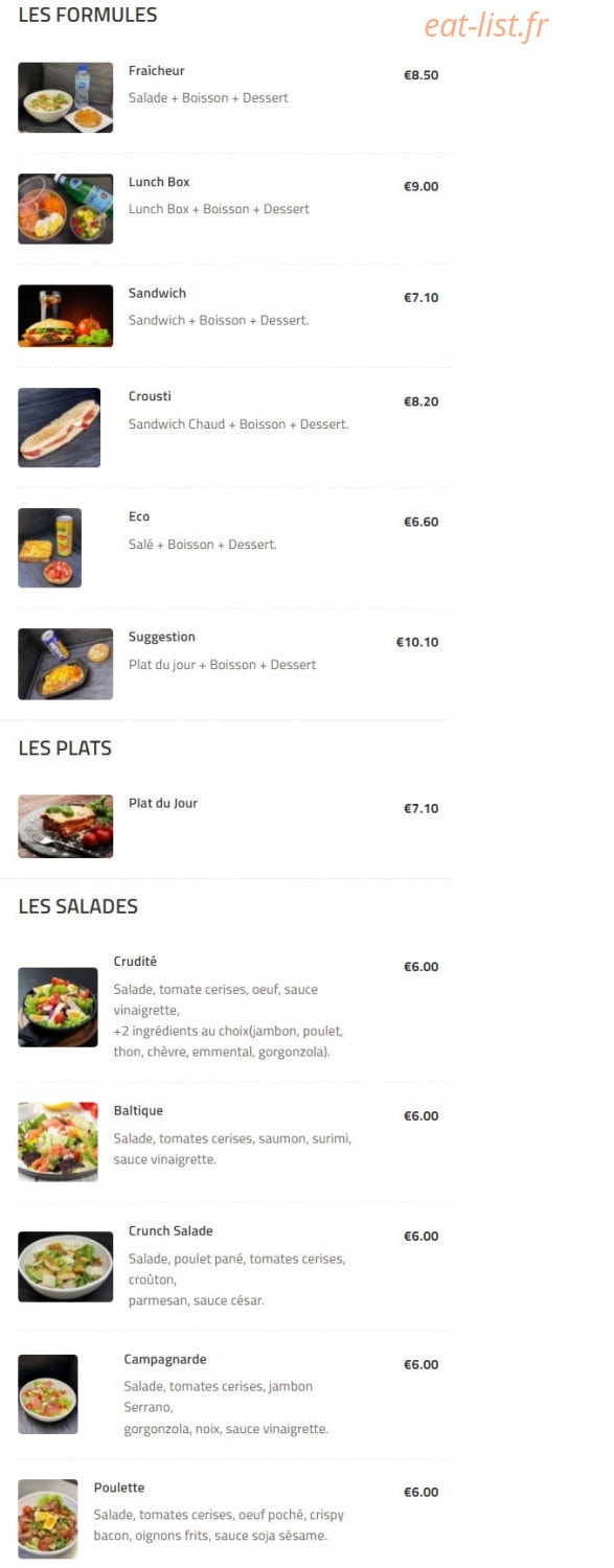 L’Instant Lunch Café — carte page 1