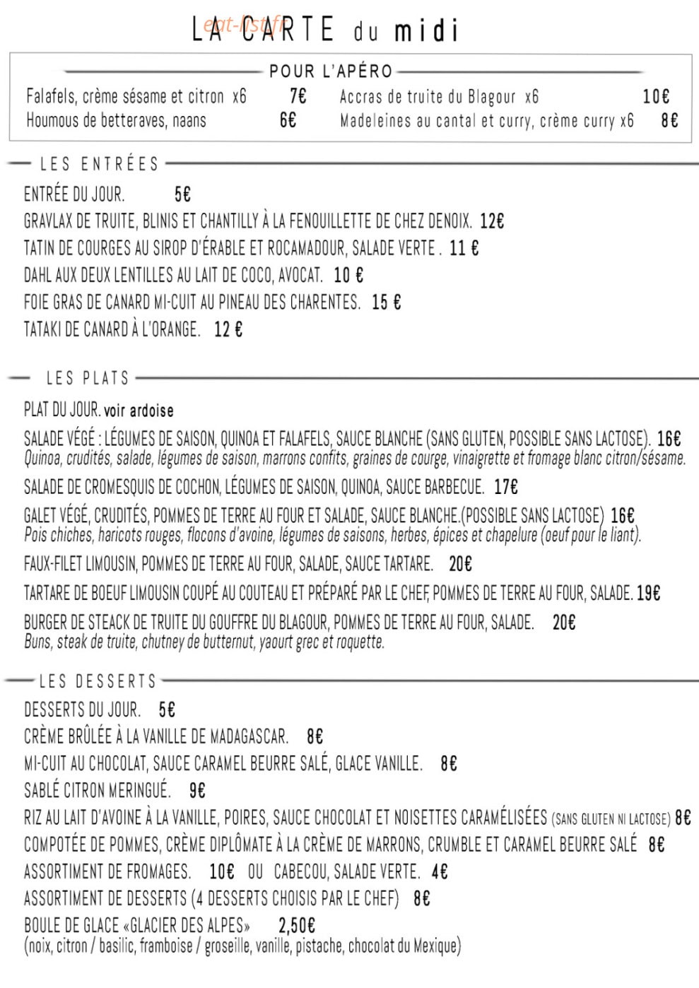 La p'tite cocotte — carte page 1