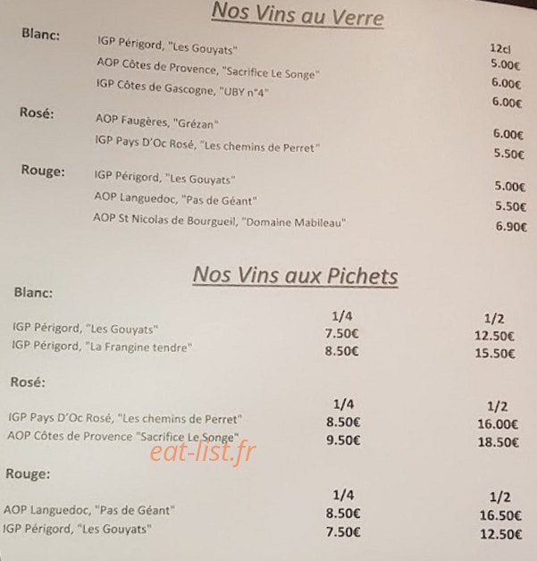 Le Bistrot du Palais — carte page 4