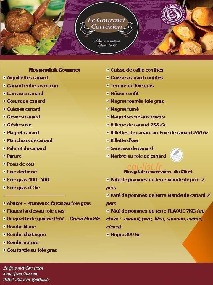 Le Gourmet Corrézien — carte page 1