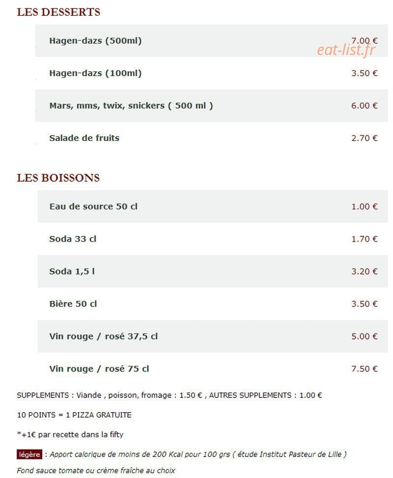 Le Kiosque à Pizzas — carte page 4