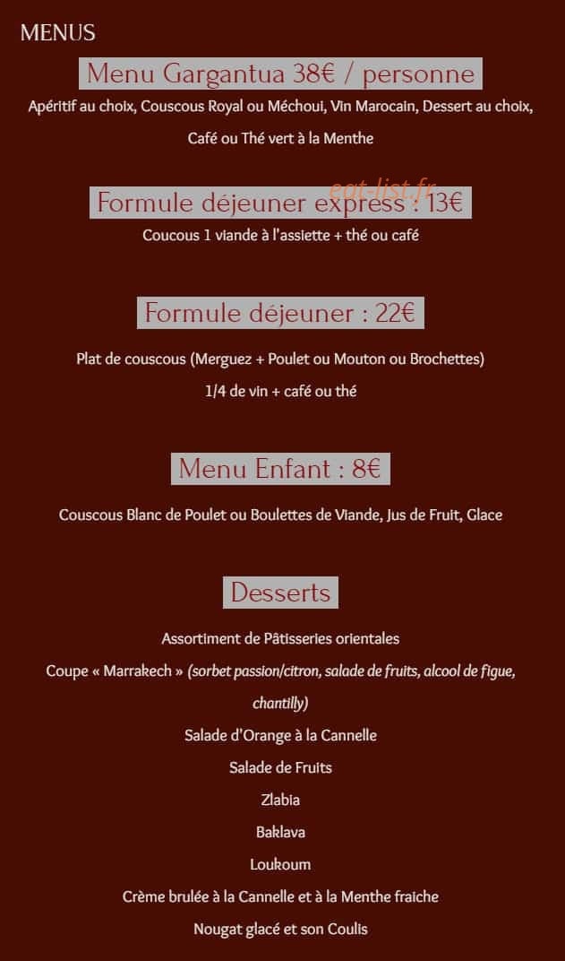 Le Marrakech — carte page 1