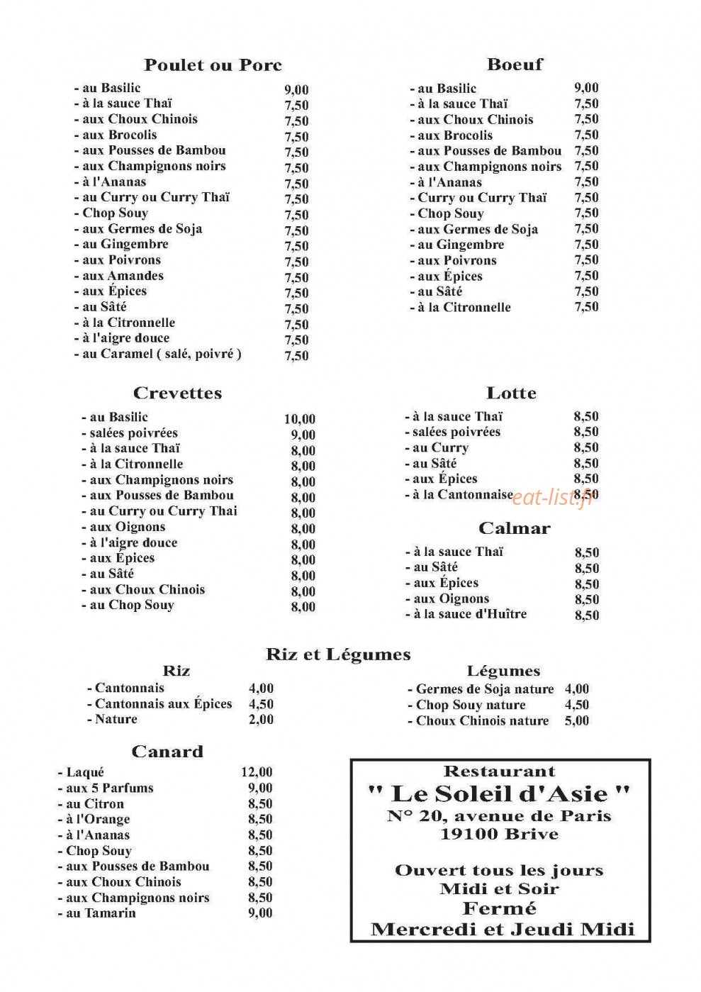 Le Soleil d'Asie — carte page 2