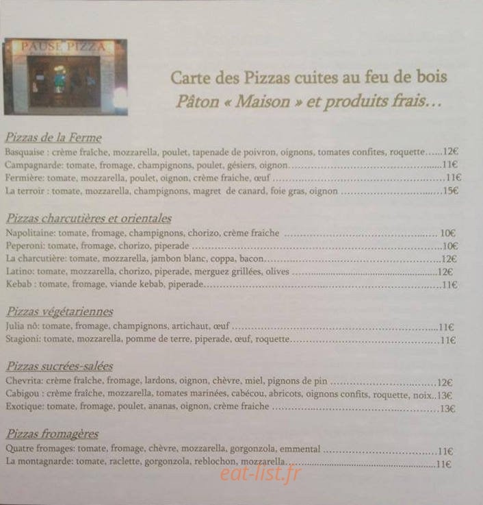 Pause Pizza — carte page 3