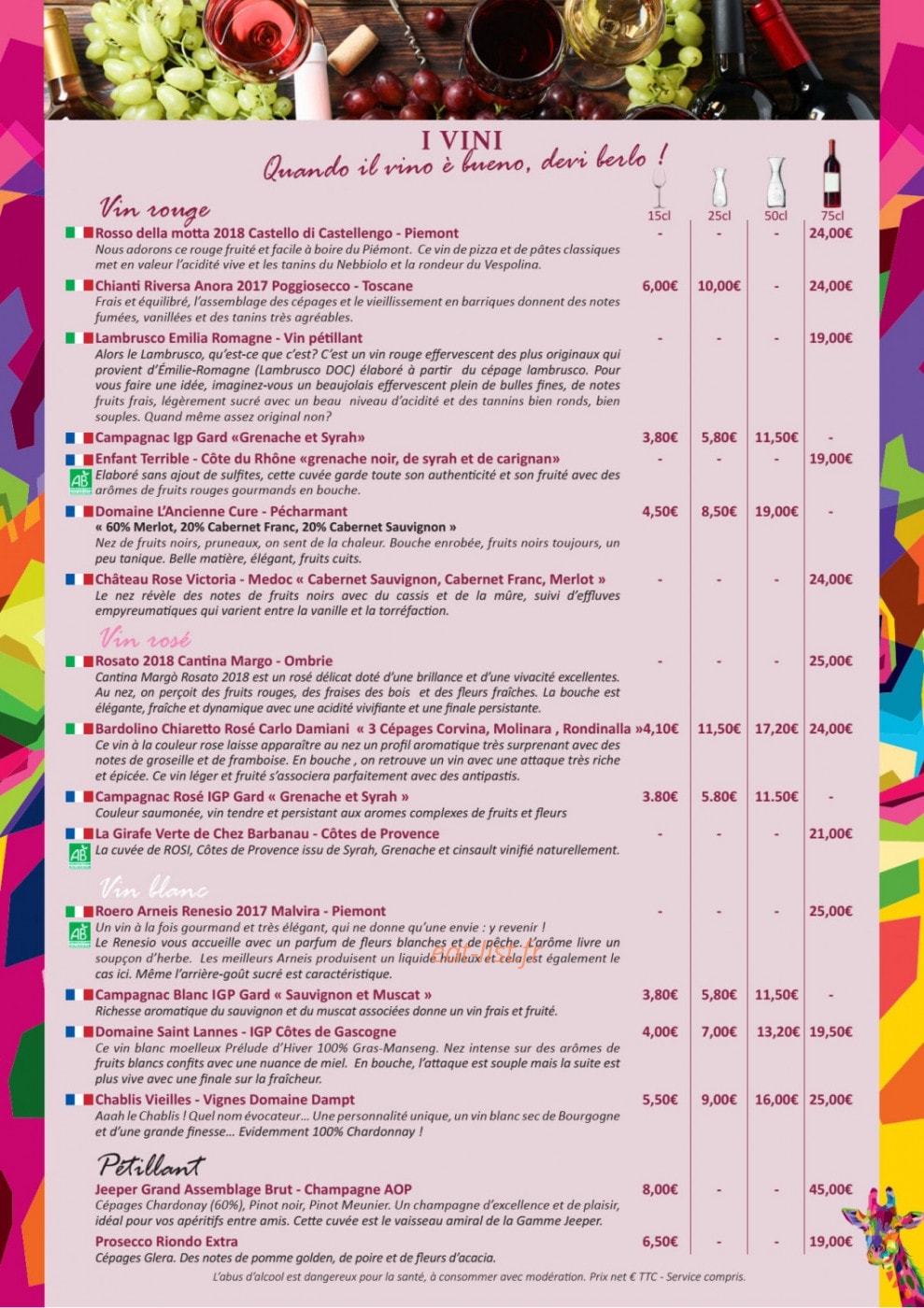 Rosi Trattoria — carte page 4