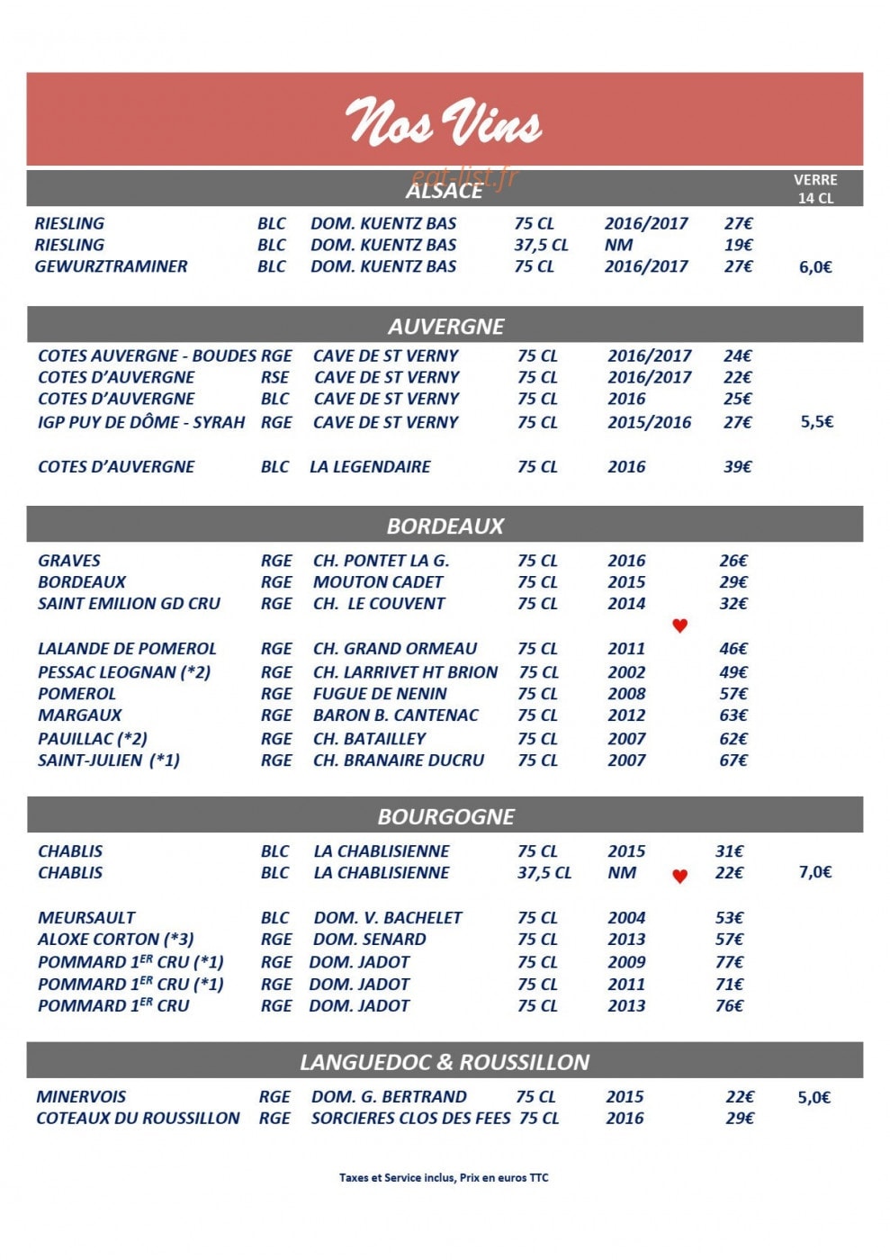 Central hotel — carte page 5