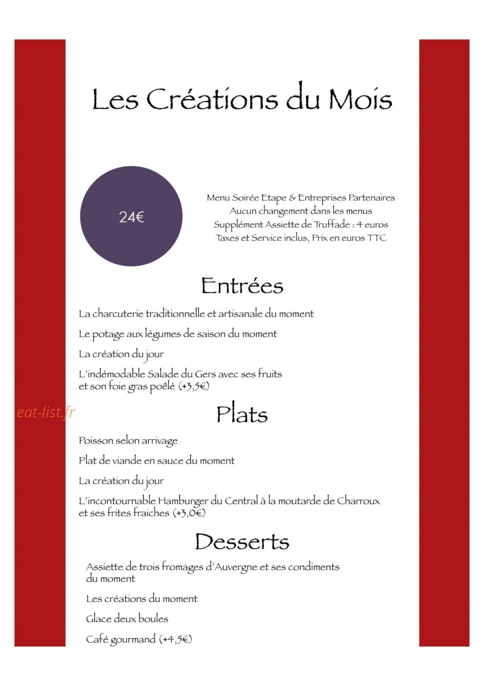 Central hotel — carte page 3